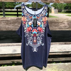 XXL - Plus size Sleeveless Black Boho Floral Tank Top